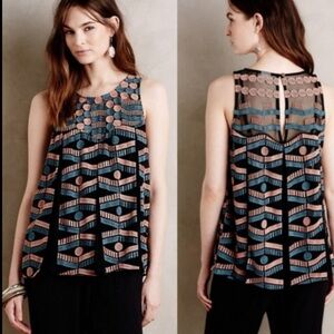 Anthropologie Akemi + Kin Kalila Embroidered Tank Top